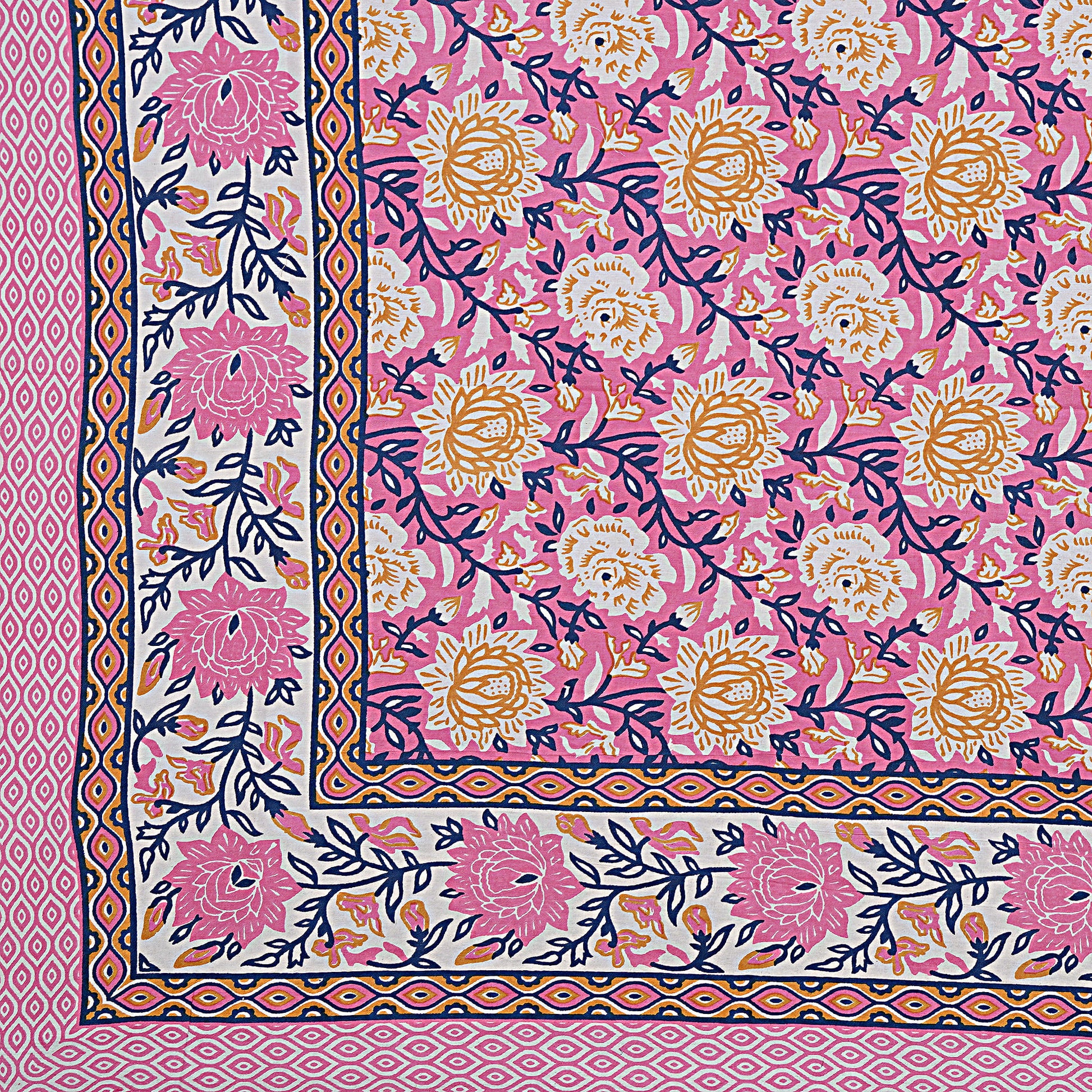 Rajasthan Royal Super Fine Cotton Block Print King Size Bedsheet