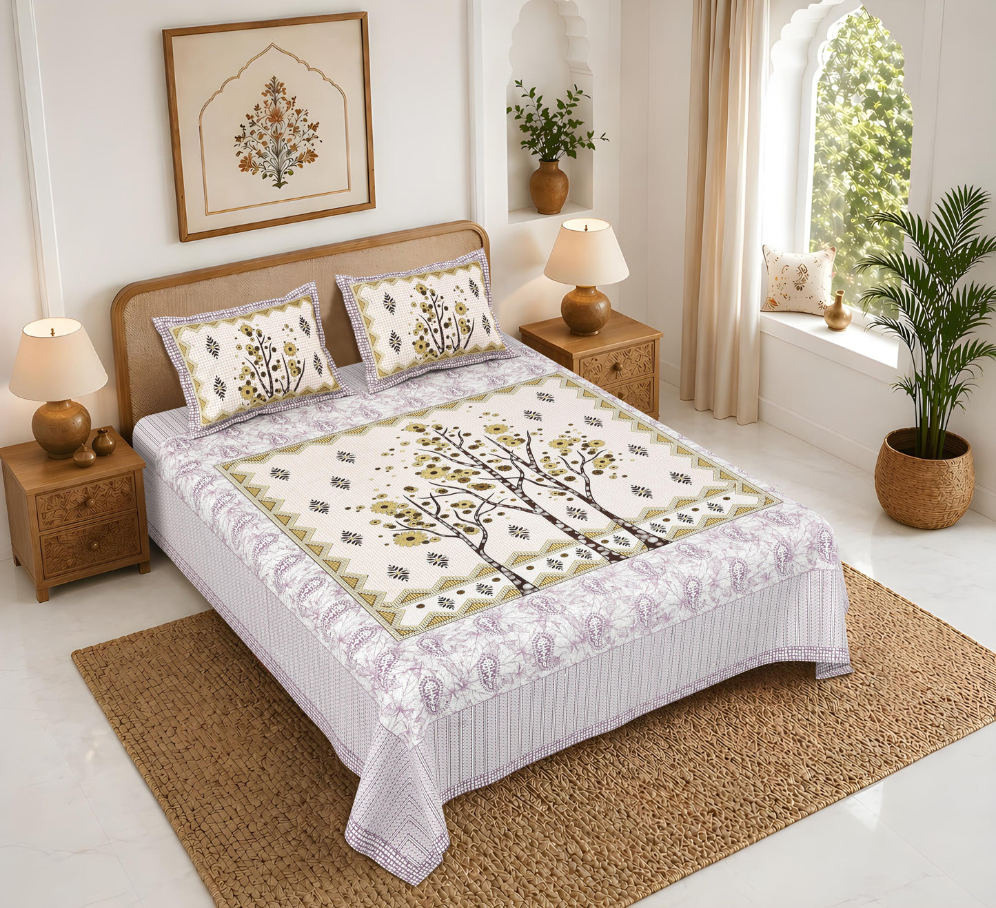 Rajasthan Royal Super Fine Cotton Block Print King Size Bedsheet