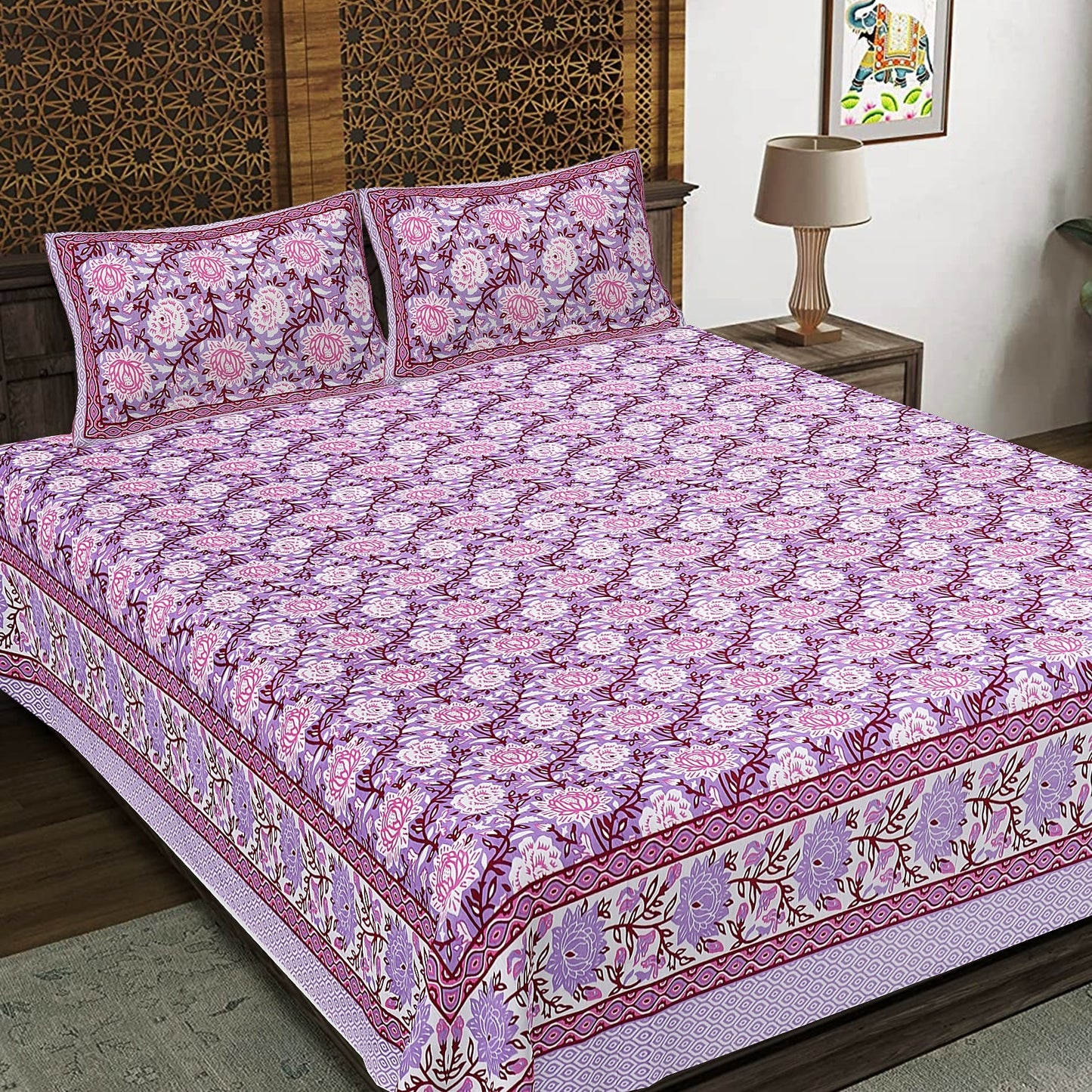 Rajasthan Royal Super Fine Cotton Block Print King Size Bedsheet