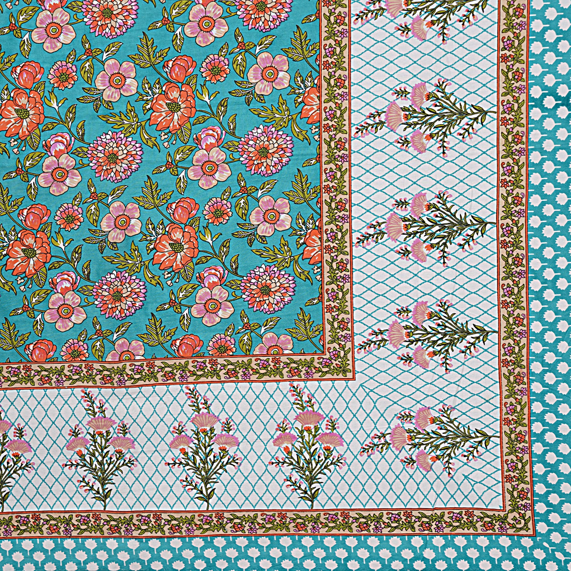 Rajasthan Royal Super Fine Cotton Block Print King Size Bedsheet