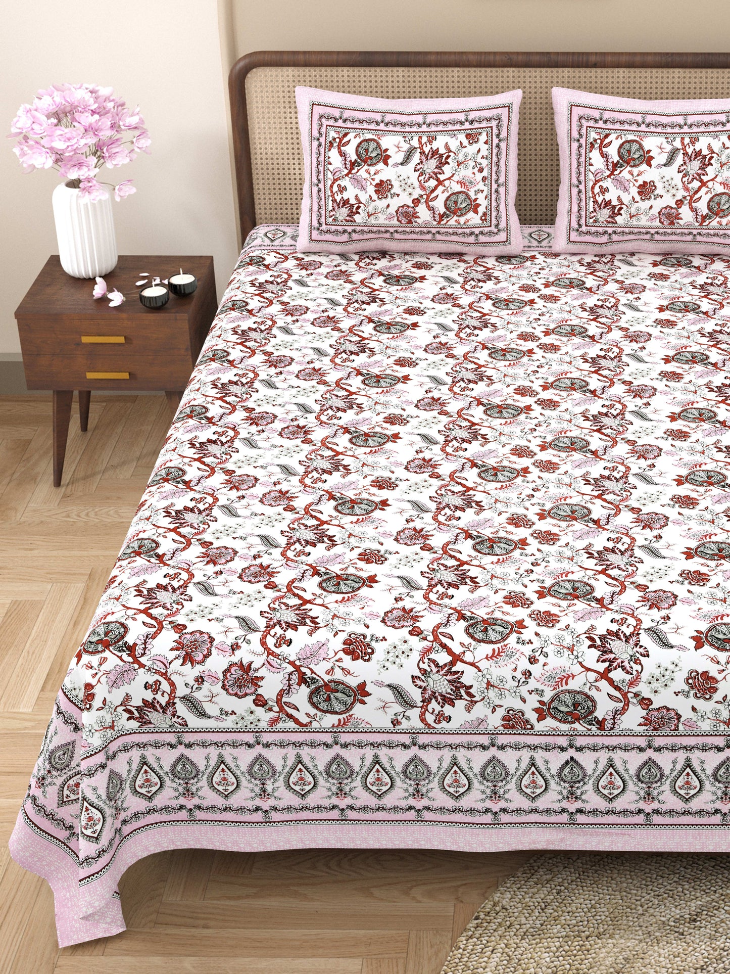 Rajasthan Royal Super Fine Cotton Block Print King Size Bedsheet