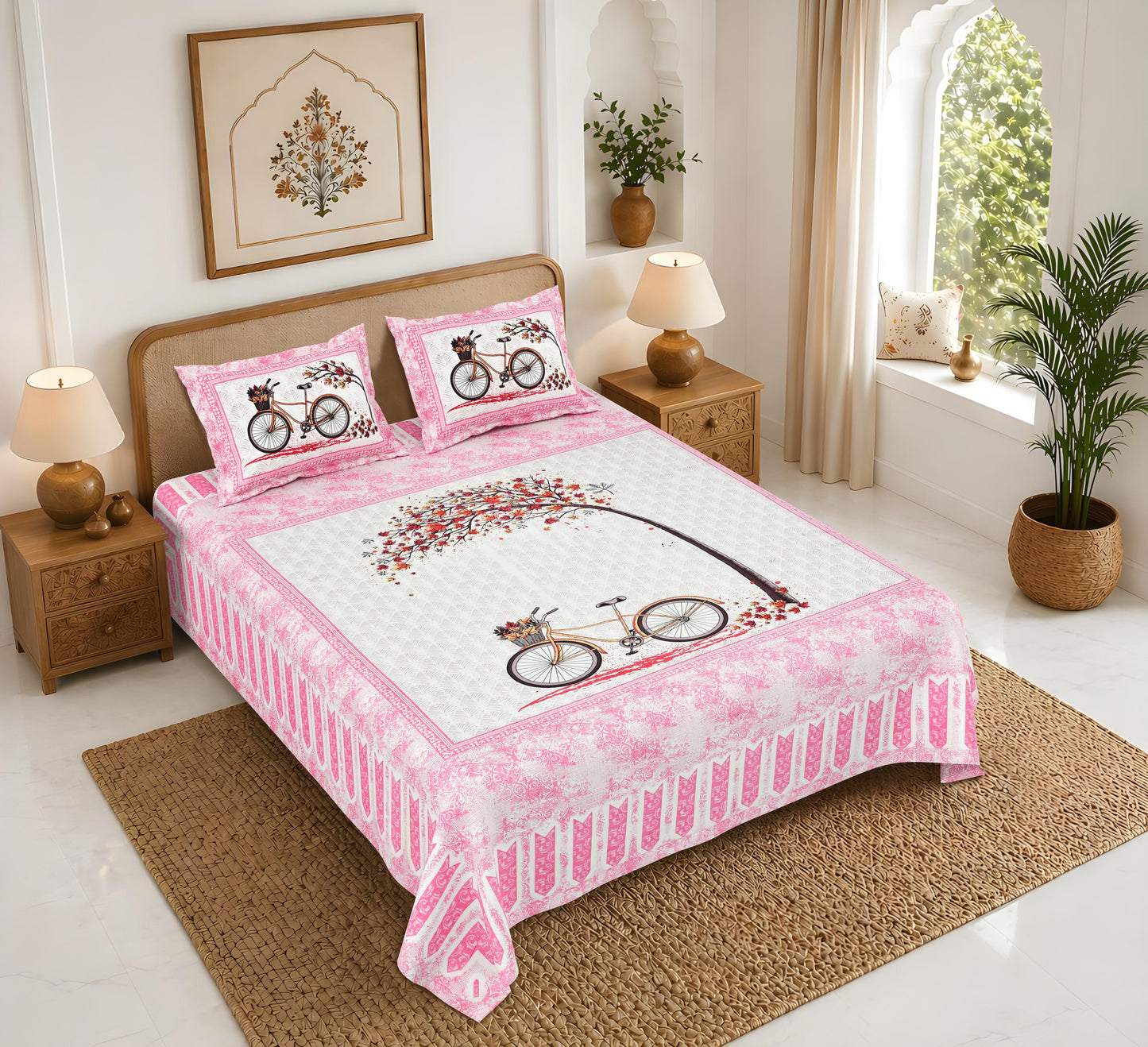 Rajasthan Royal Super Fine Cotton Block Print King Size Bedsheet