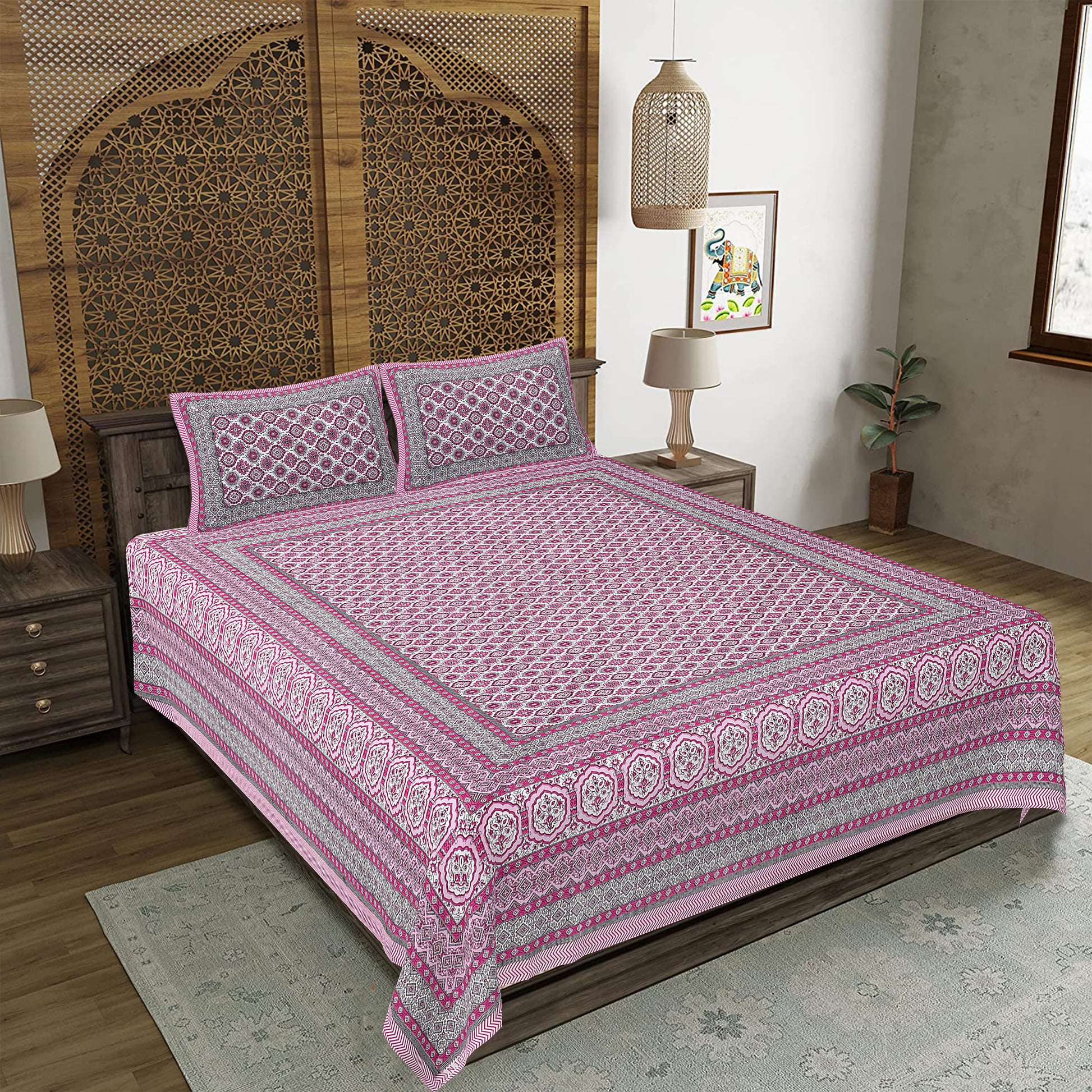Rajasthan Royal Super Fine Cotton Block Print King Size Bedsheet