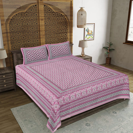 Rajasthan Royal Super Fine Cotton Block Print King Size Bedsheet