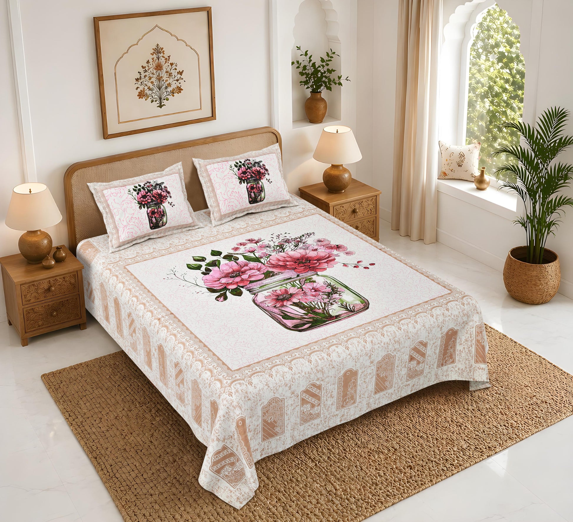 Rajasthan Royal Super Fine Cotton Block Print King Size Bedsheet