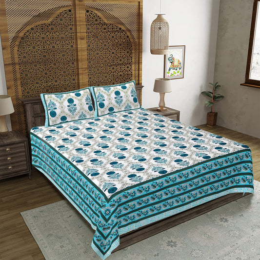 Rajasthan Royal Super Fine Cotton Block Print King Size Bedsheet
