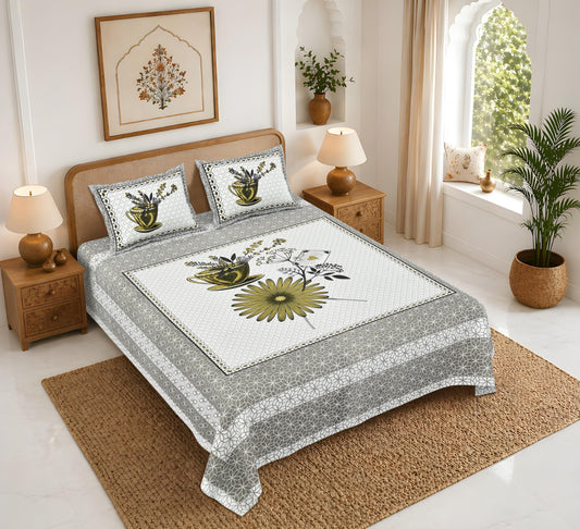 Rajasthan Royal Super Fine Cotton Block Print King Size Bedsheet