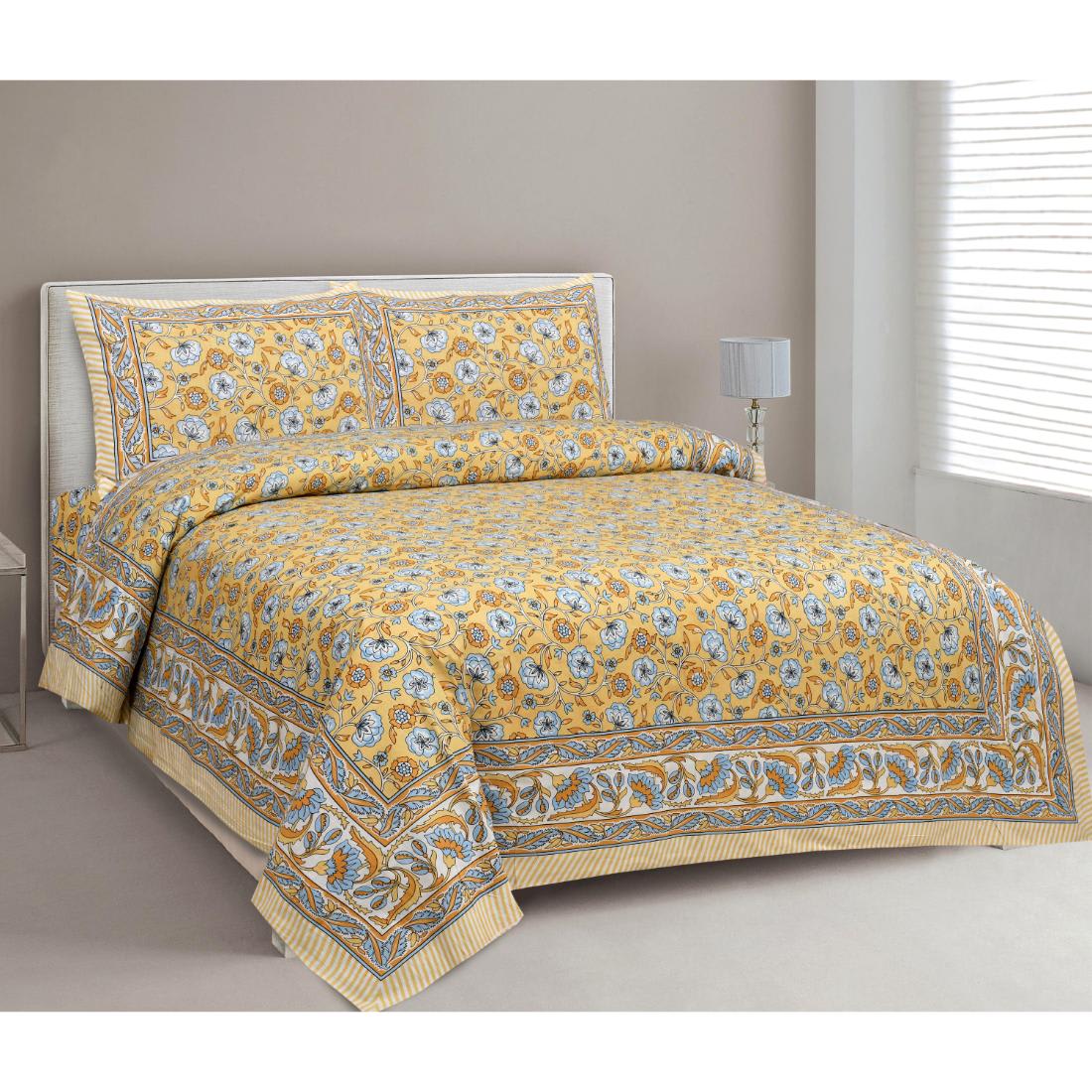 Rajasthan Royal Super Fine Cotton Block Print King Size Bedsheet