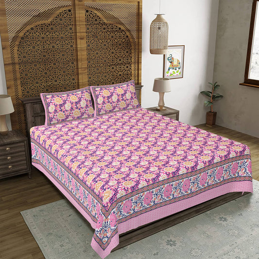 Rajasthan Royal Super Fine Cotton Block Print King Size Bedsheet