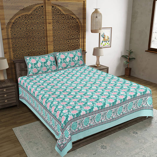 Rajasthan Royal Super Fine Cotton Block Print King Size Bedsheet