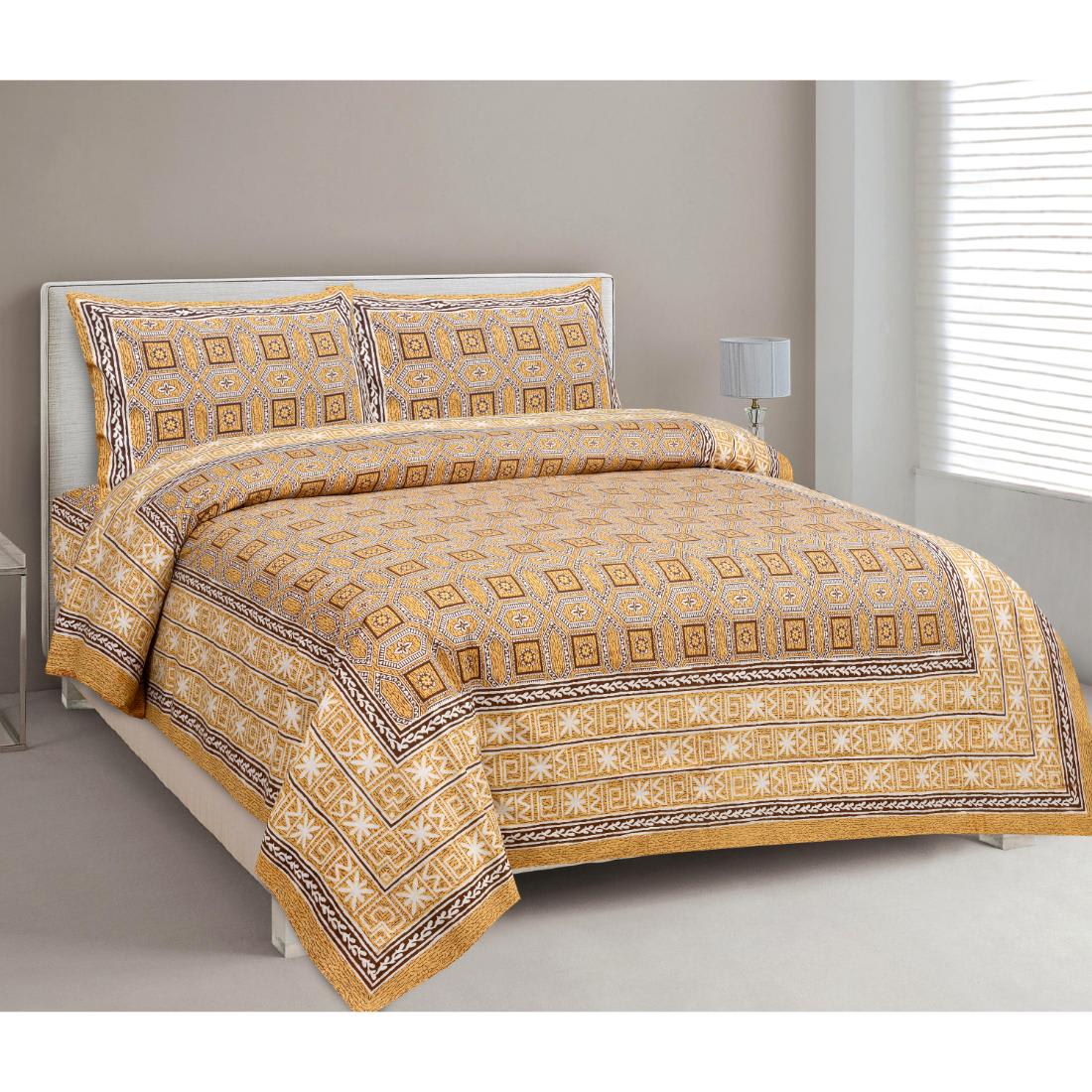 Rajasthan Royal Super Fine Cotton Block Print King Size Bedsheet