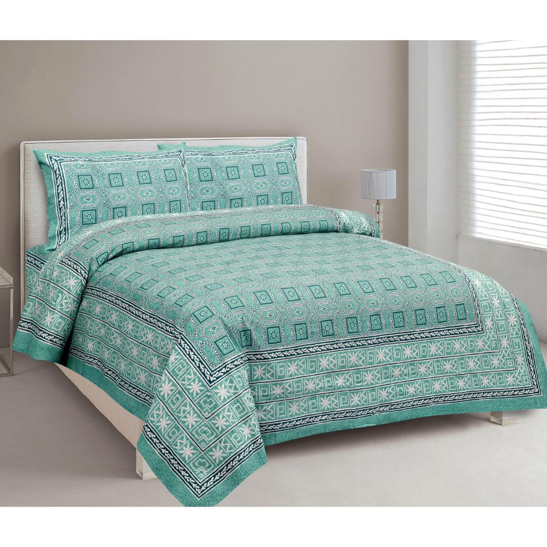 Rajasthan Royal Super Fine Cotton Block Print King Size Bedsheet