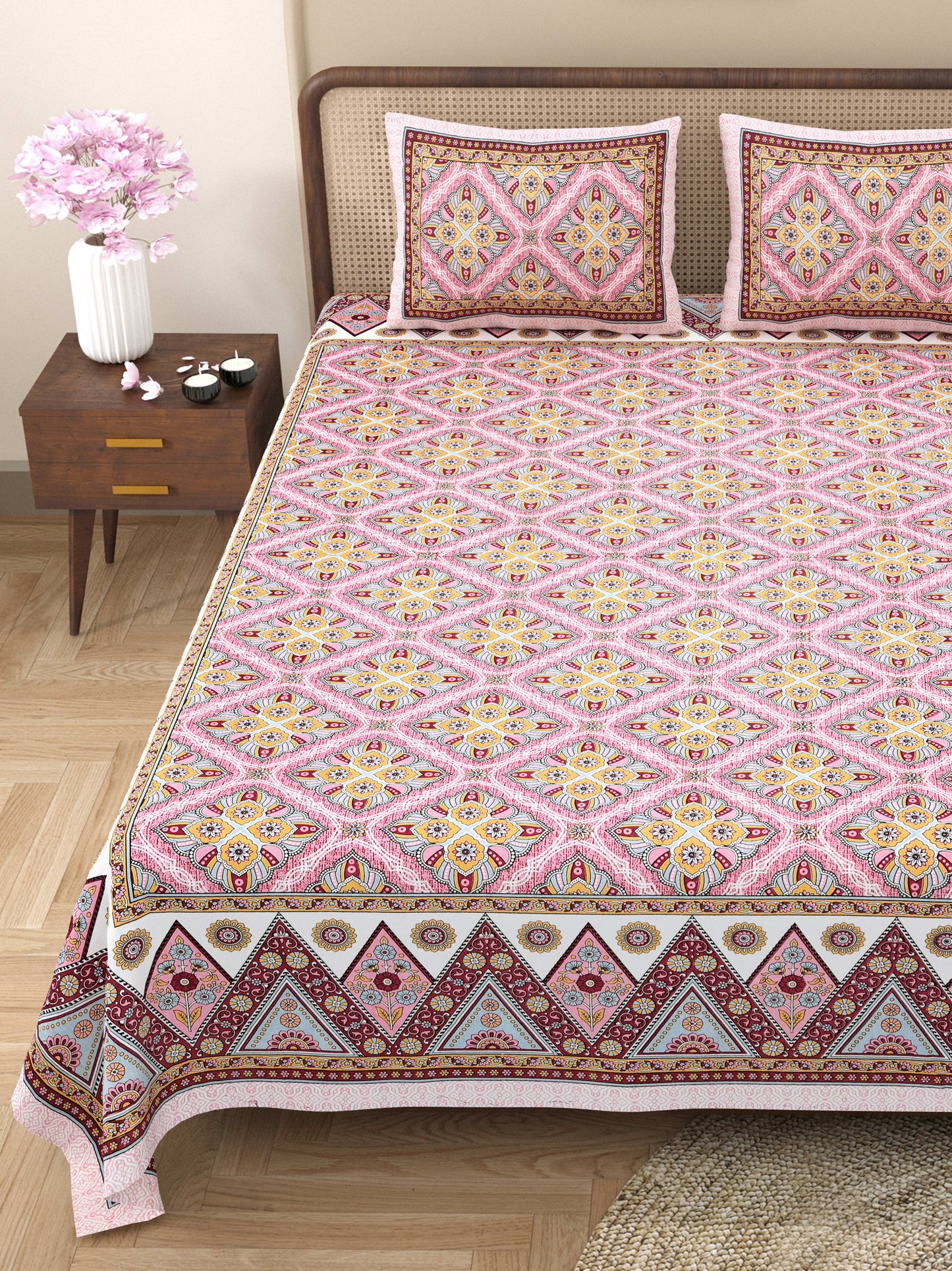 Rajasthan Royal Super Fine Cotton Block Print King Size Bedsheet