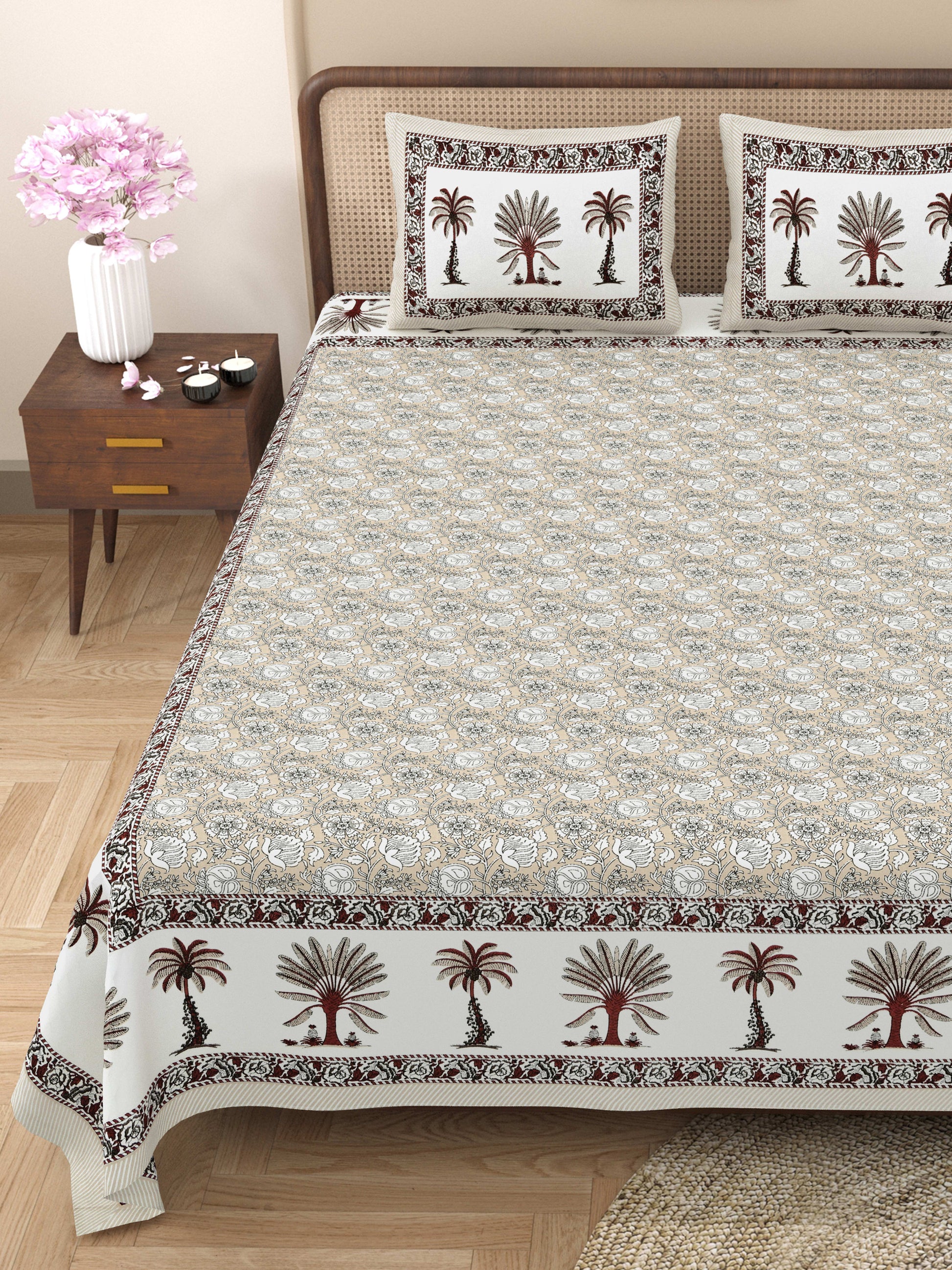 Rajasthan Royal Super Fine Cotton Block Print King Size Bedsheet