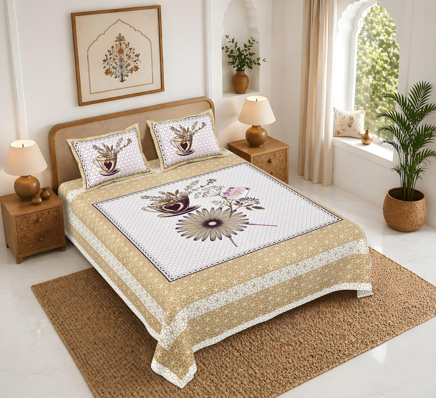 Rajasthan Royal Super Fine Cotton Block Print King Size Bedsheet