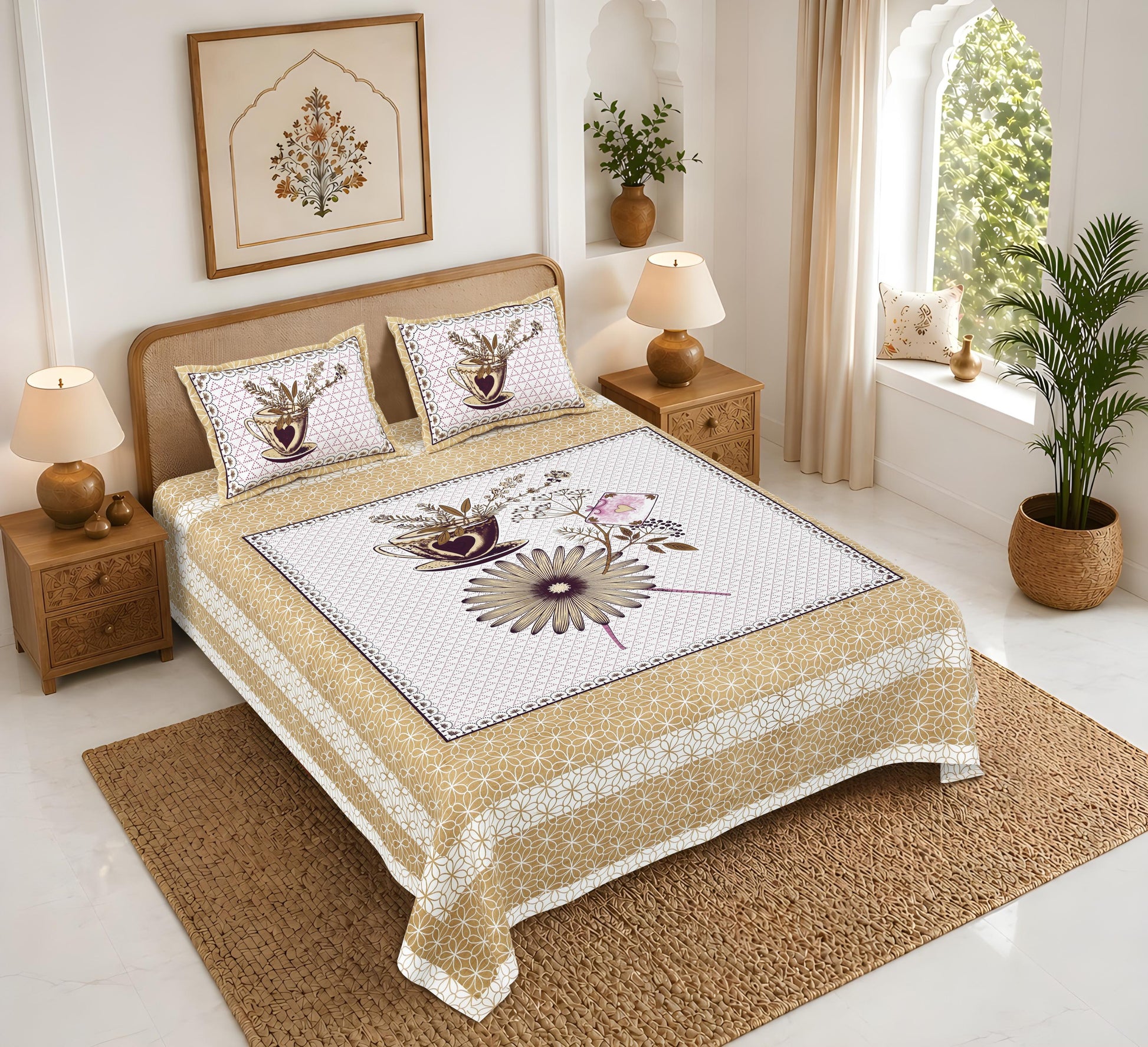 Rajasthan Royal Super Fine Cotton Block Print King Size Bedsheet