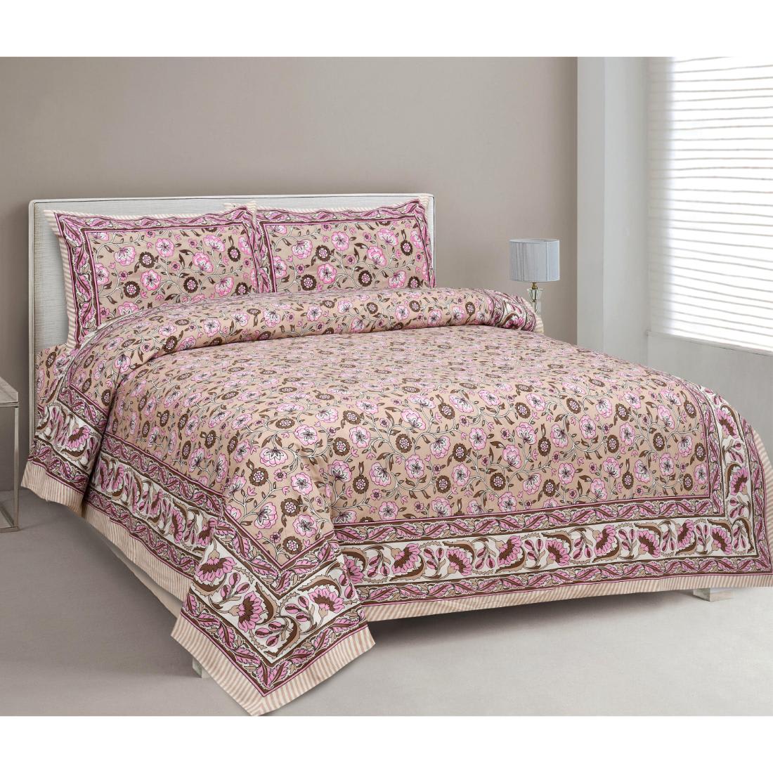 Rajasthan Royal Super Fine Cotton Block Print King Size Bedsheet