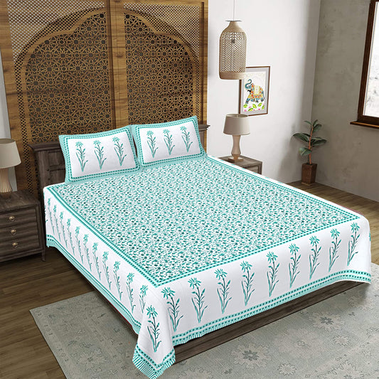 Rajasthan Royal Super Fine Cotton Block Print King Size Bedsheet