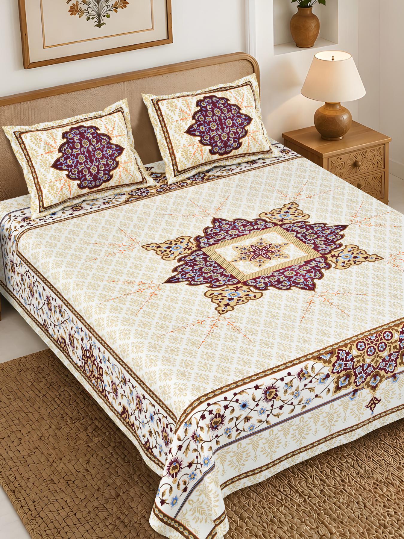 Rajasthan Royal Super Fine Cotton Block Print King Size Bedsheet