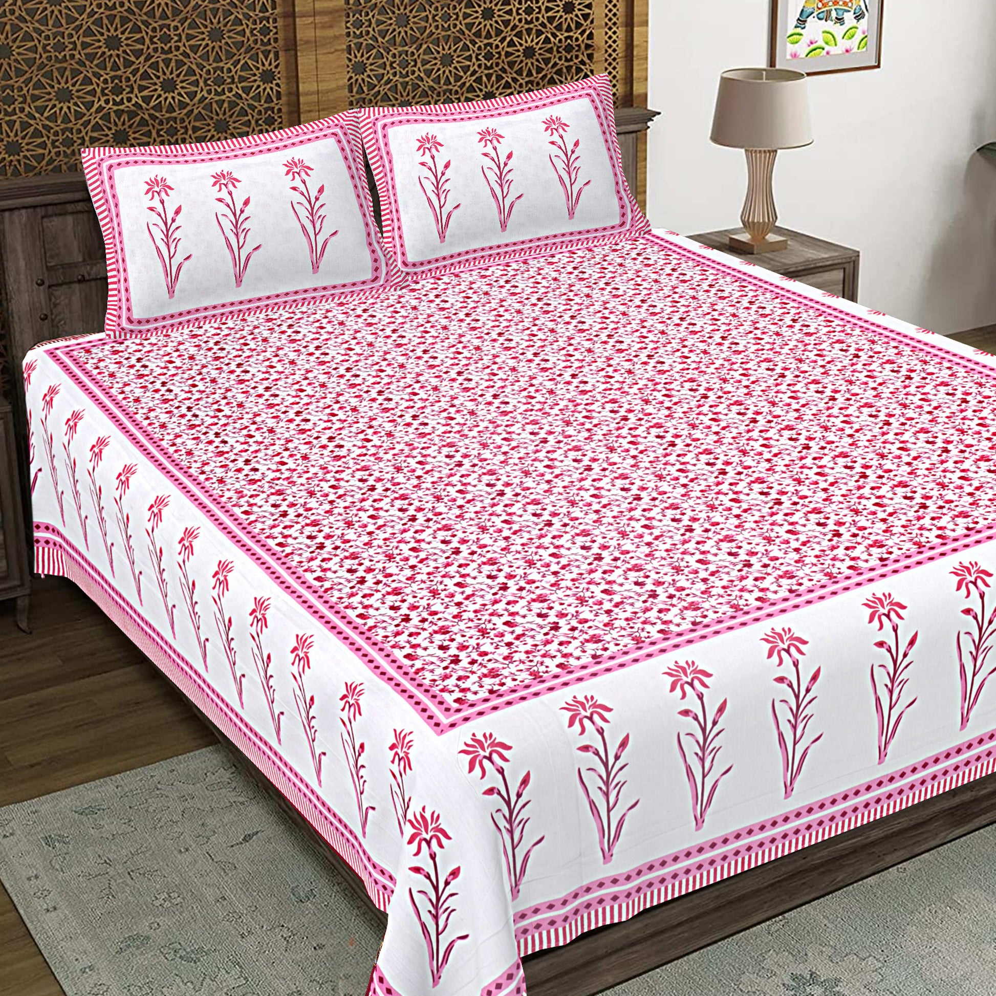 Rajasthan Royal Super Fine Cotton Block Print King Size Bedsheet