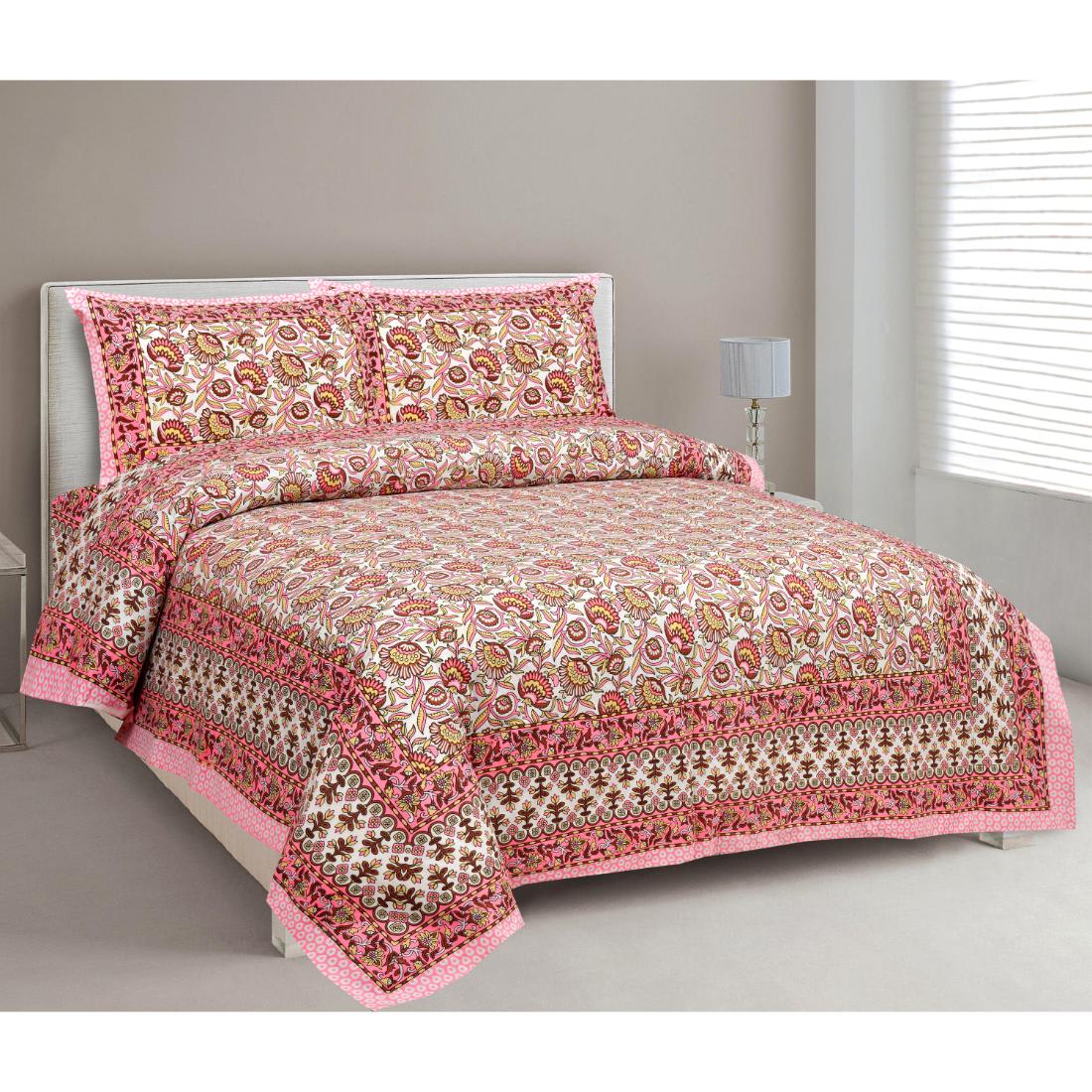 Rajasthan Royal Super Fine Cotton Block Print King Size Bedsheet