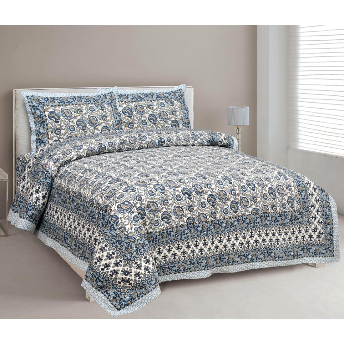 Rajasthan Royal Super Fine Cotton Block Print King Size Bedsheet