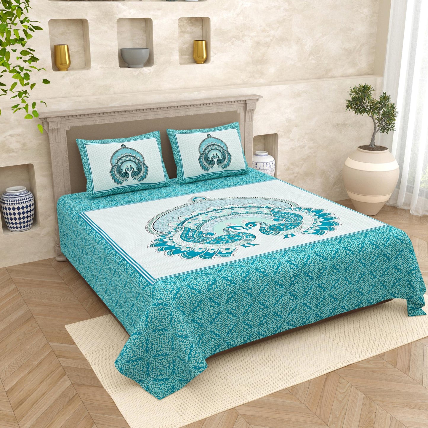 Rajasthan Royal Super Fine Cotton Block Print King Size Bedsheet