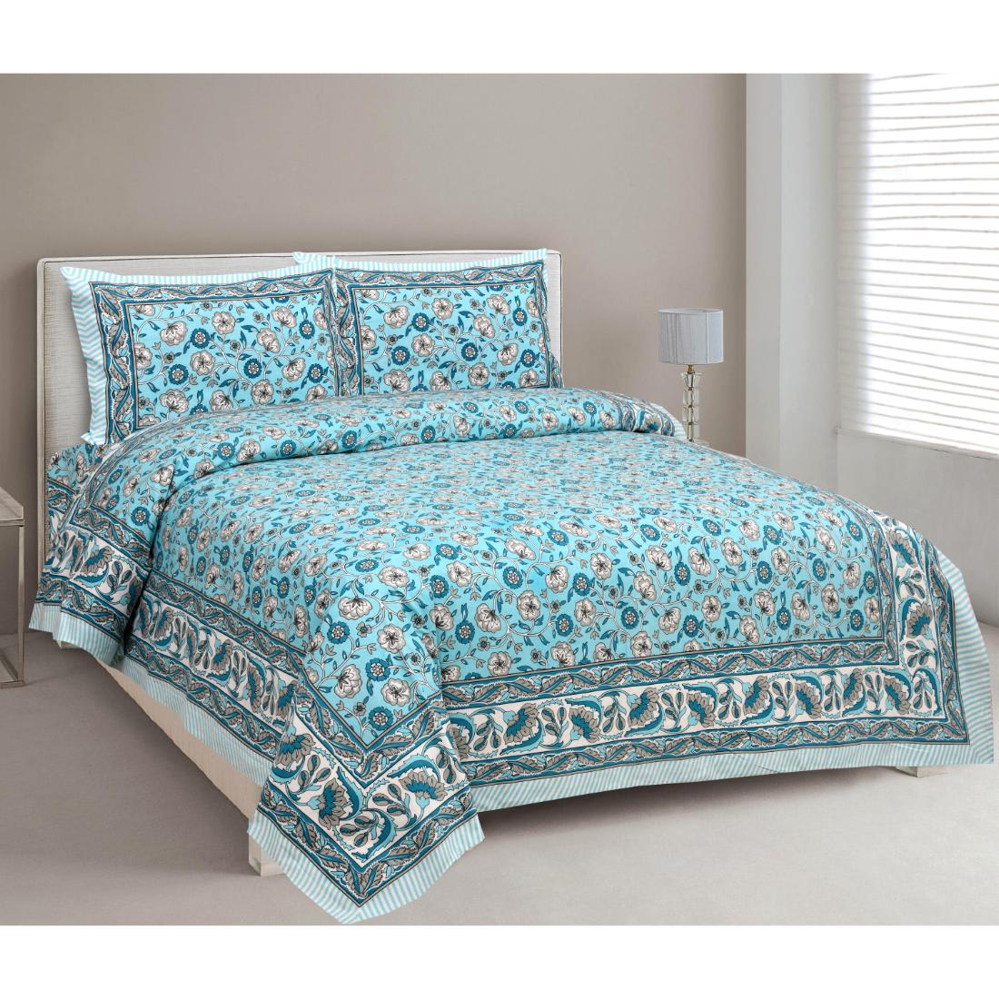 Rajasthan Royal Super Fine Cotton Block Print King Size Bedsheet