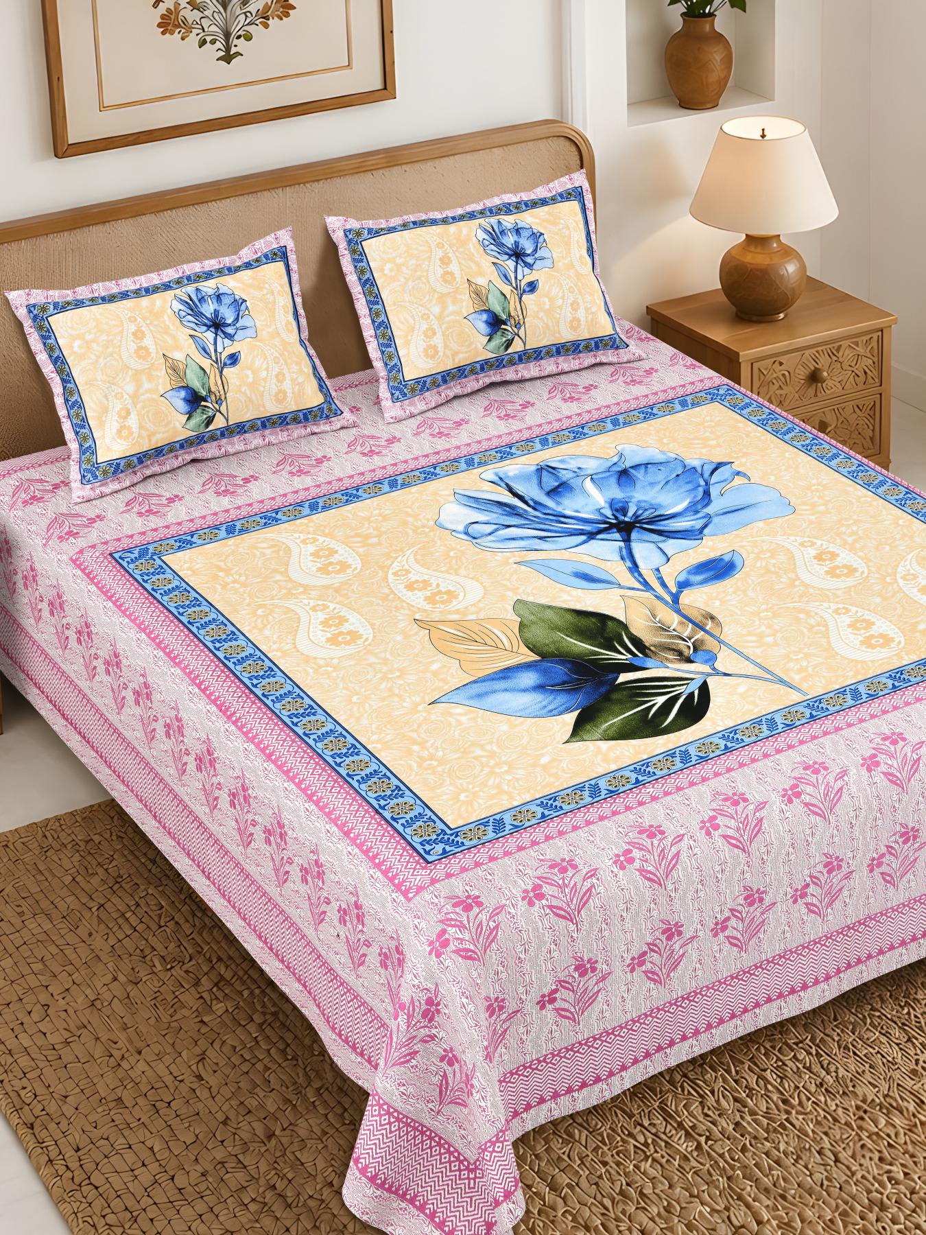 Rajasthan Royal Super Fine Cotton Block Print King Size Bedsheet