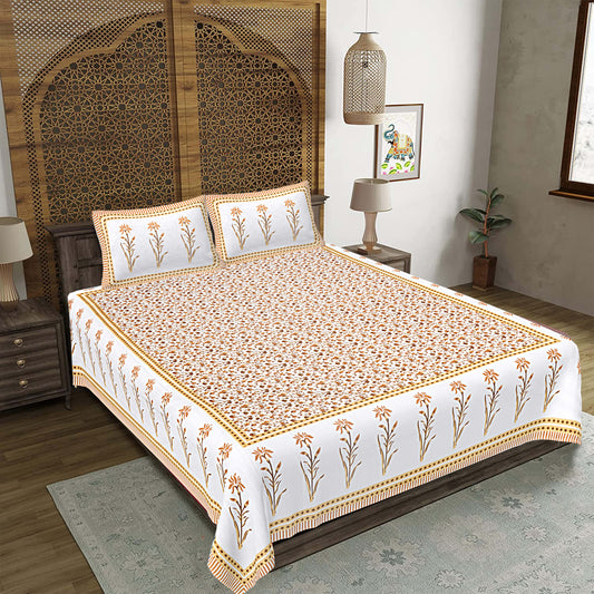 Rajasthan Royal Super Fine Cotton Block Print King Size Bedsheet