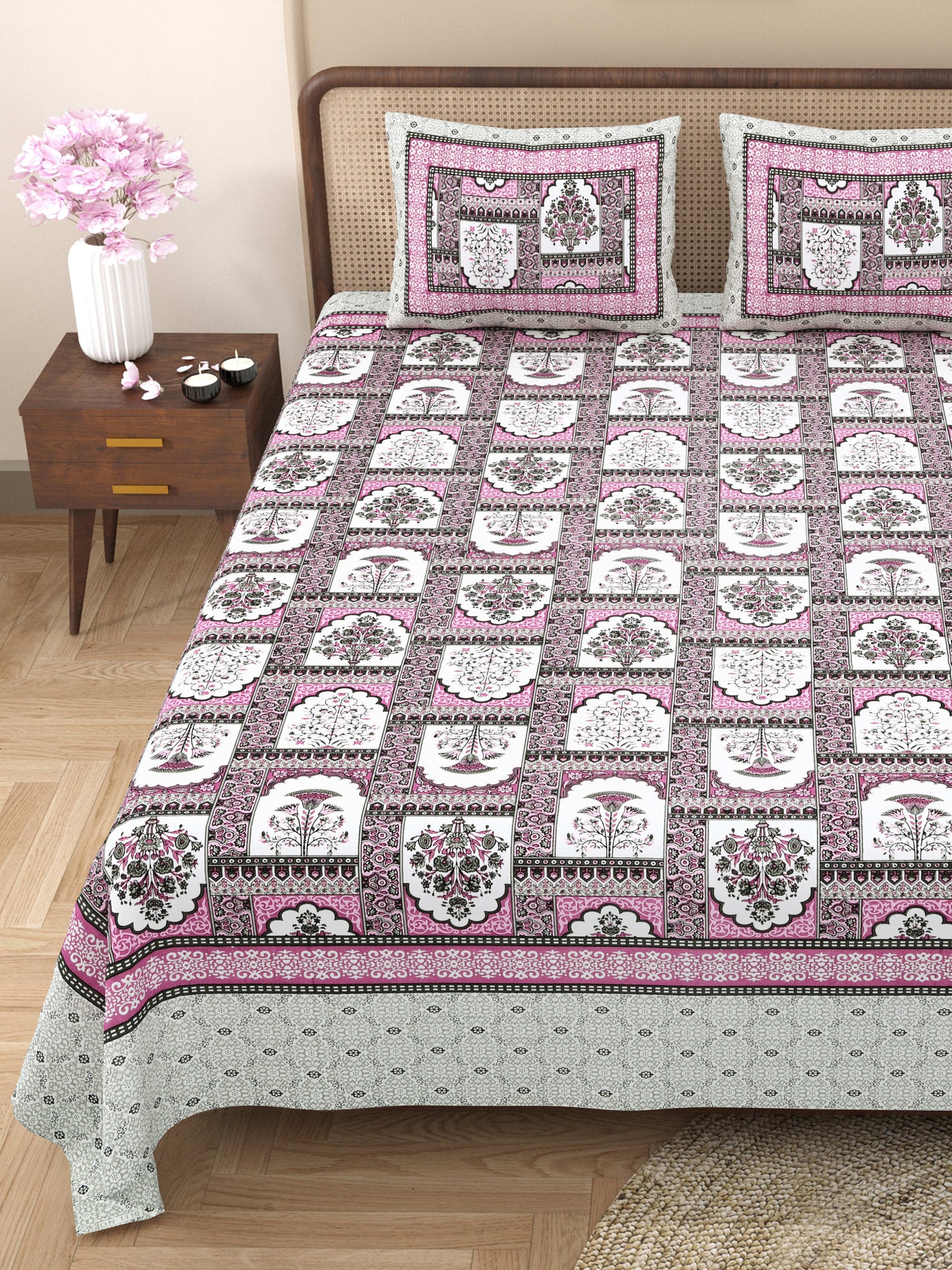 Rajasthan Royal Super Fine Cotton Block Print King Size Bedsheet