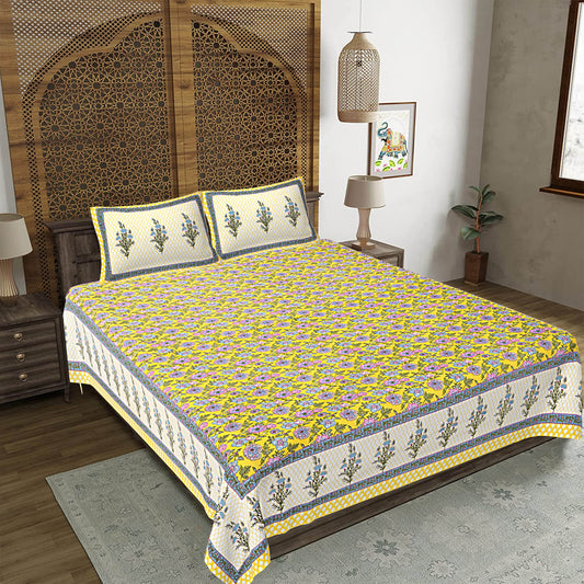 Rajasthan Royal Super Fine Cotton Block Print King Size Bedsheet