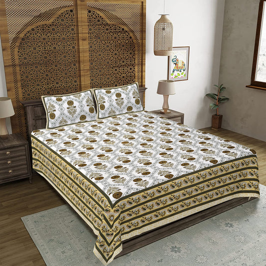 Rajasthan Royal Super Fine Cotton Block Print King Size Bedsheet