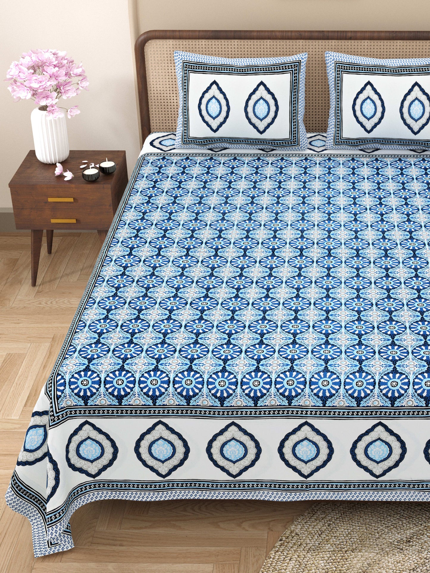 Rajasthan Royal Super Fine Cotton Block Print King Size Bedsheet