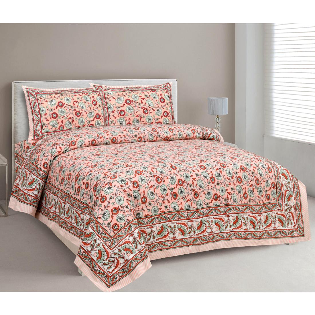 Rajasthan Royal Super Fine Cotton Block Print King Size Bedsheet