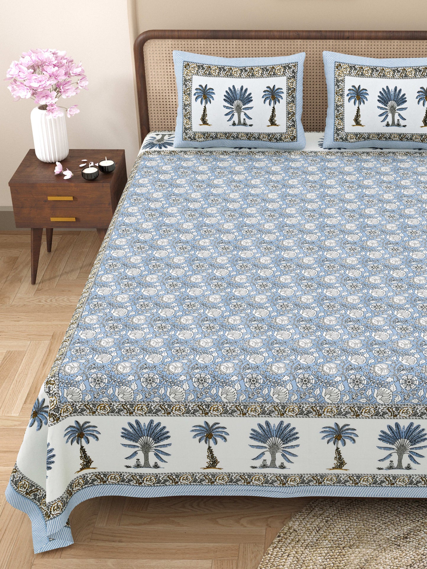 Rajasthan Royal Super Fine Cotton Block Print King Size Bedsheet