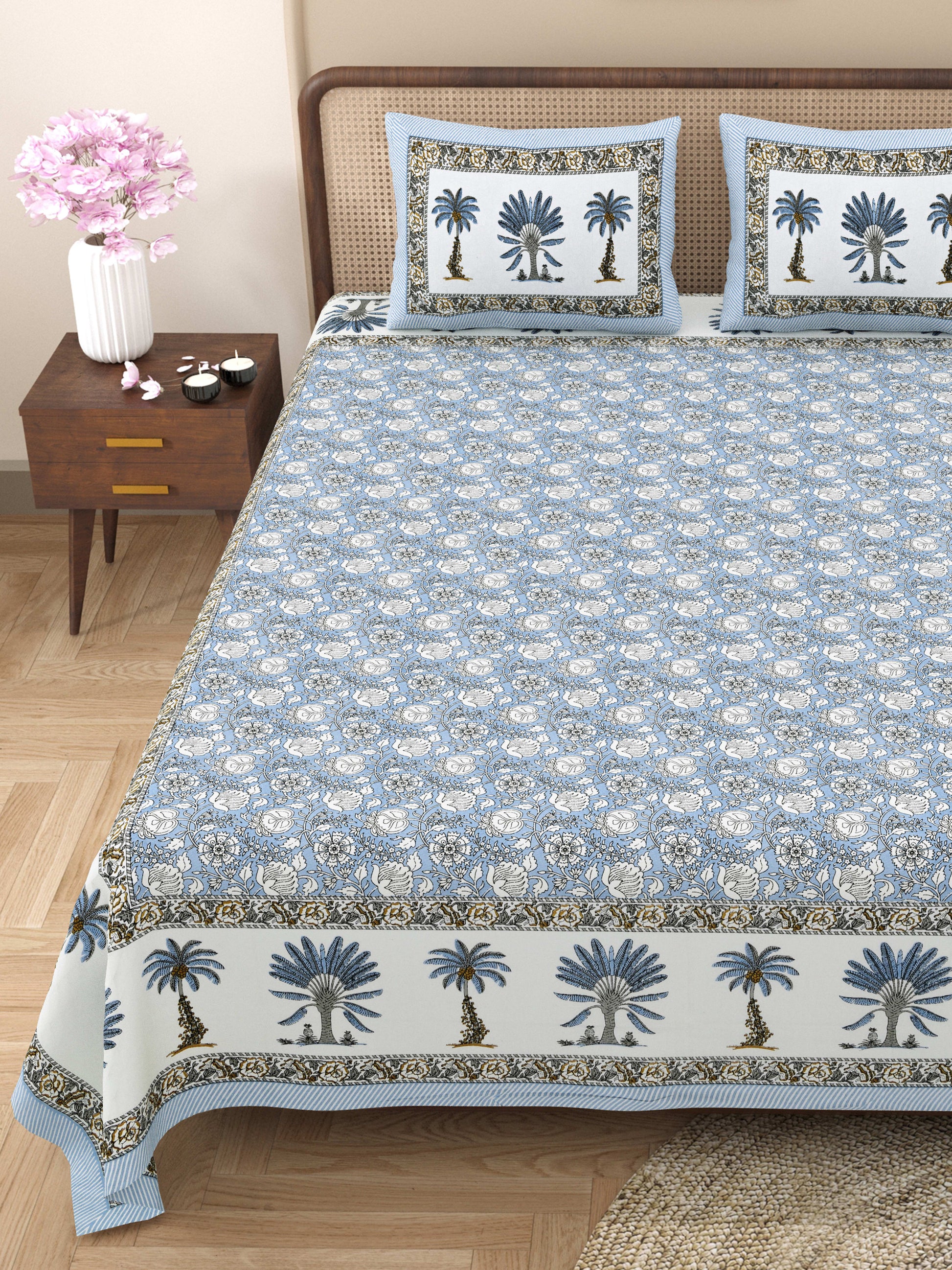 Rajasthan Royal Super Fine Cotton Block Print King Size Bedsheet