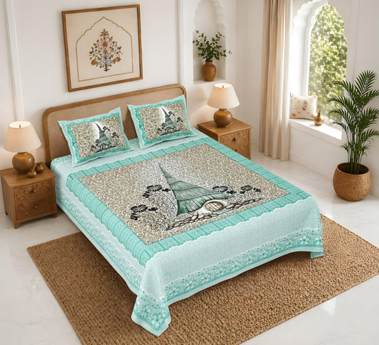 Rajasthan Royal Super Fine Cotton Block Print King Size Bedsheet