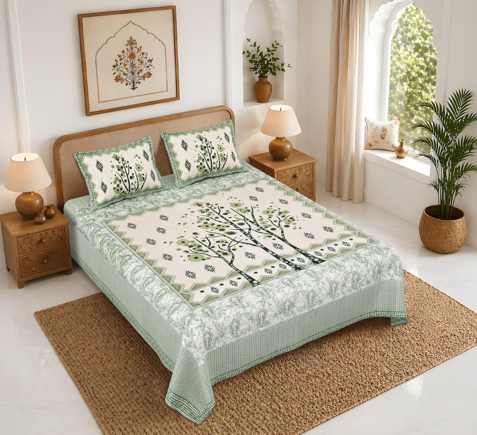 Rajasthan Royal Super Fine Cotton Block Print King Size Bedsheet