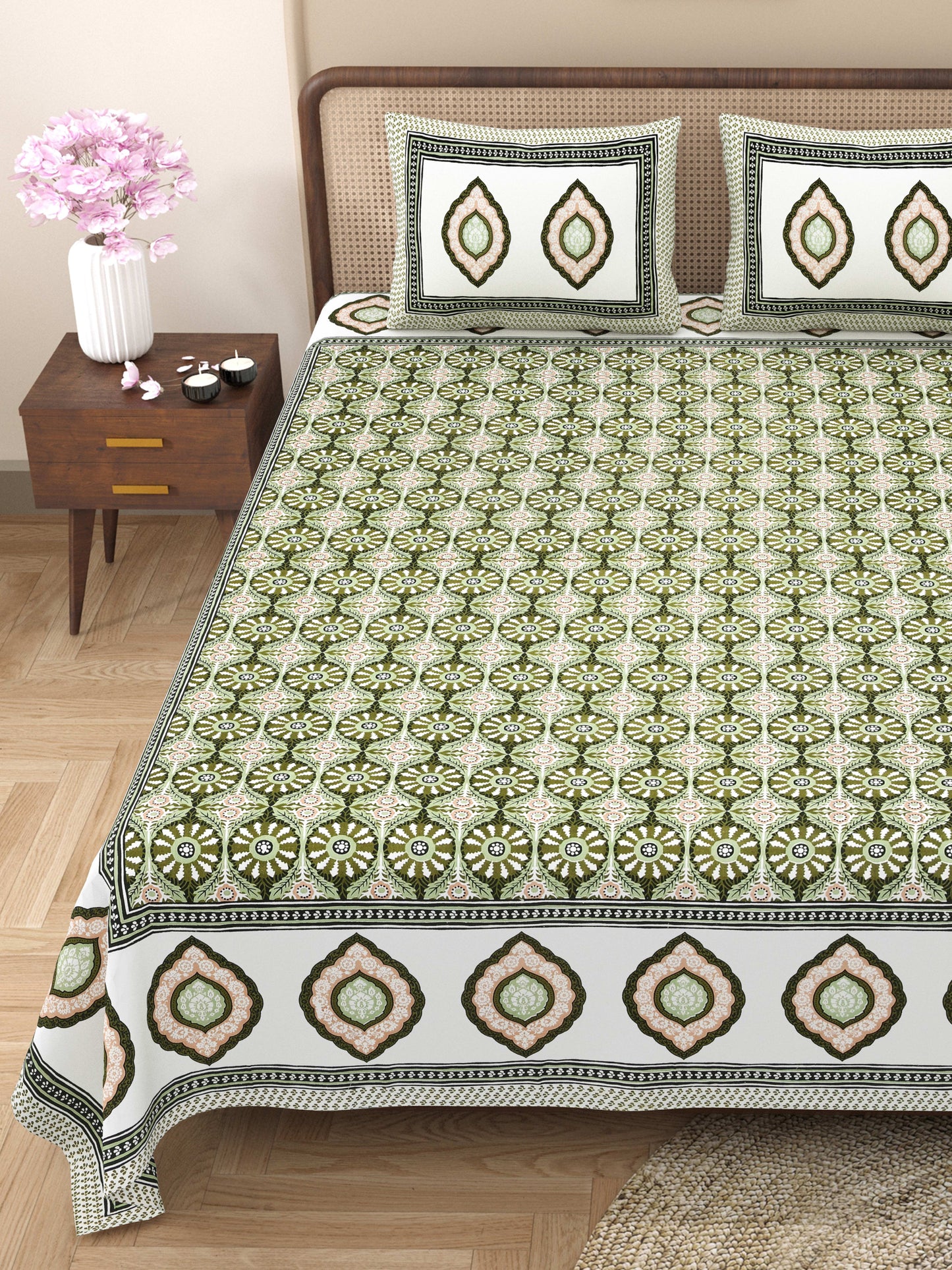 Rajasthan Royal Super Fine Cotton Block Print King Size Bedsheet