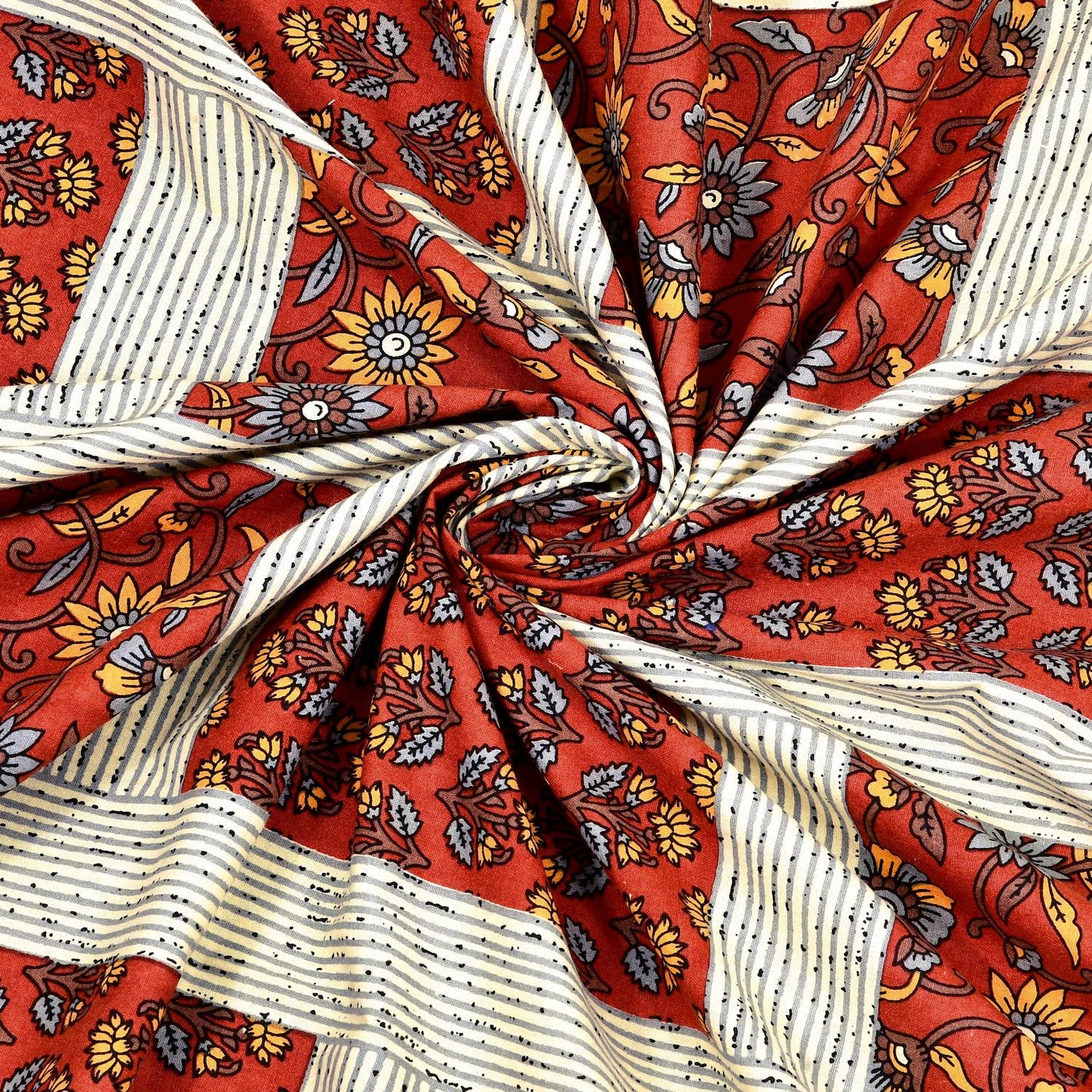 Rajasthani Cotton King Size Printed Flat Bedsheet  90*108 With 2 Zipper Pillow Cover