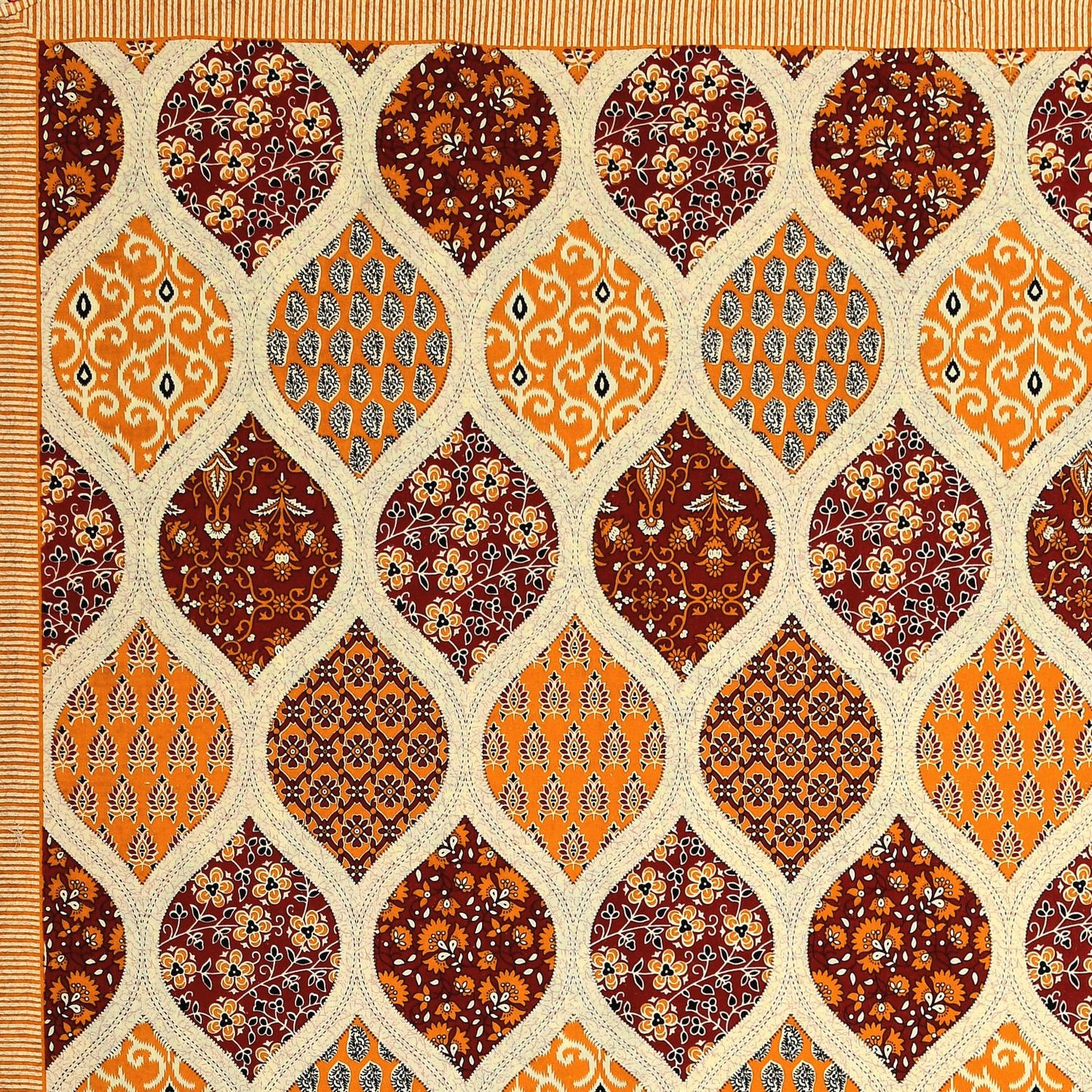 Rajasthani Cotton King Size Printed Flat Bedsheet  90*108 With 2 Zipper Pillow Cover