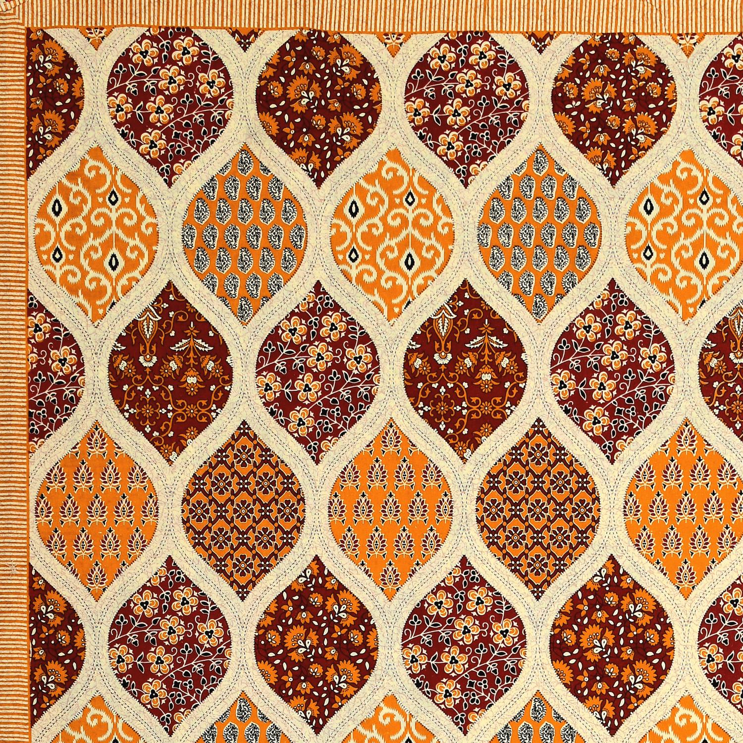 Rajasthani Cotton King Size Printed Flat Bedsheet  90*108 With 2 Zipper Pillow Cover