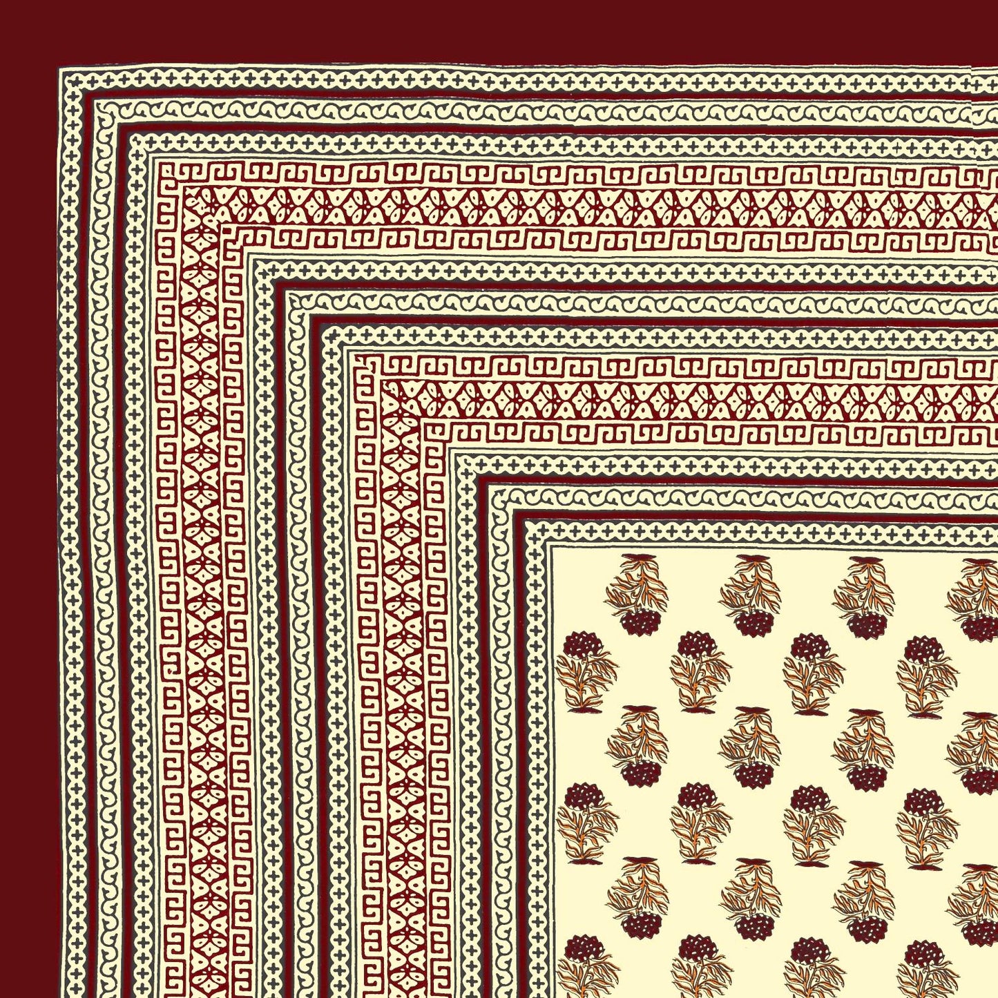 Rajasthani Cotton King Size Printed Flat Bedsheet  90*108 With 2 Zipper Pillow Cover