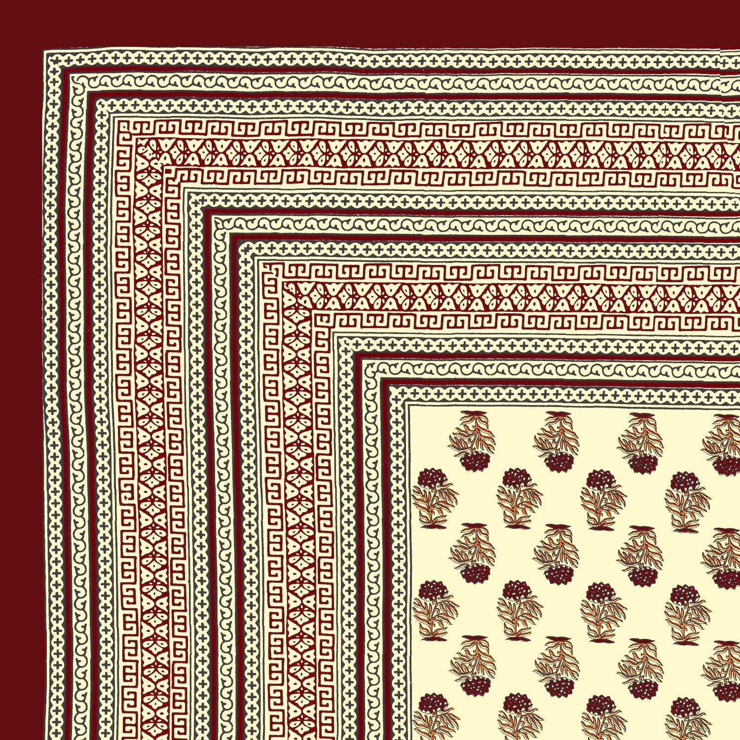 Rajasthani Cotton King Size Printed Flat Bedsheet  90*108 With 2 Zipper Pillow Cover