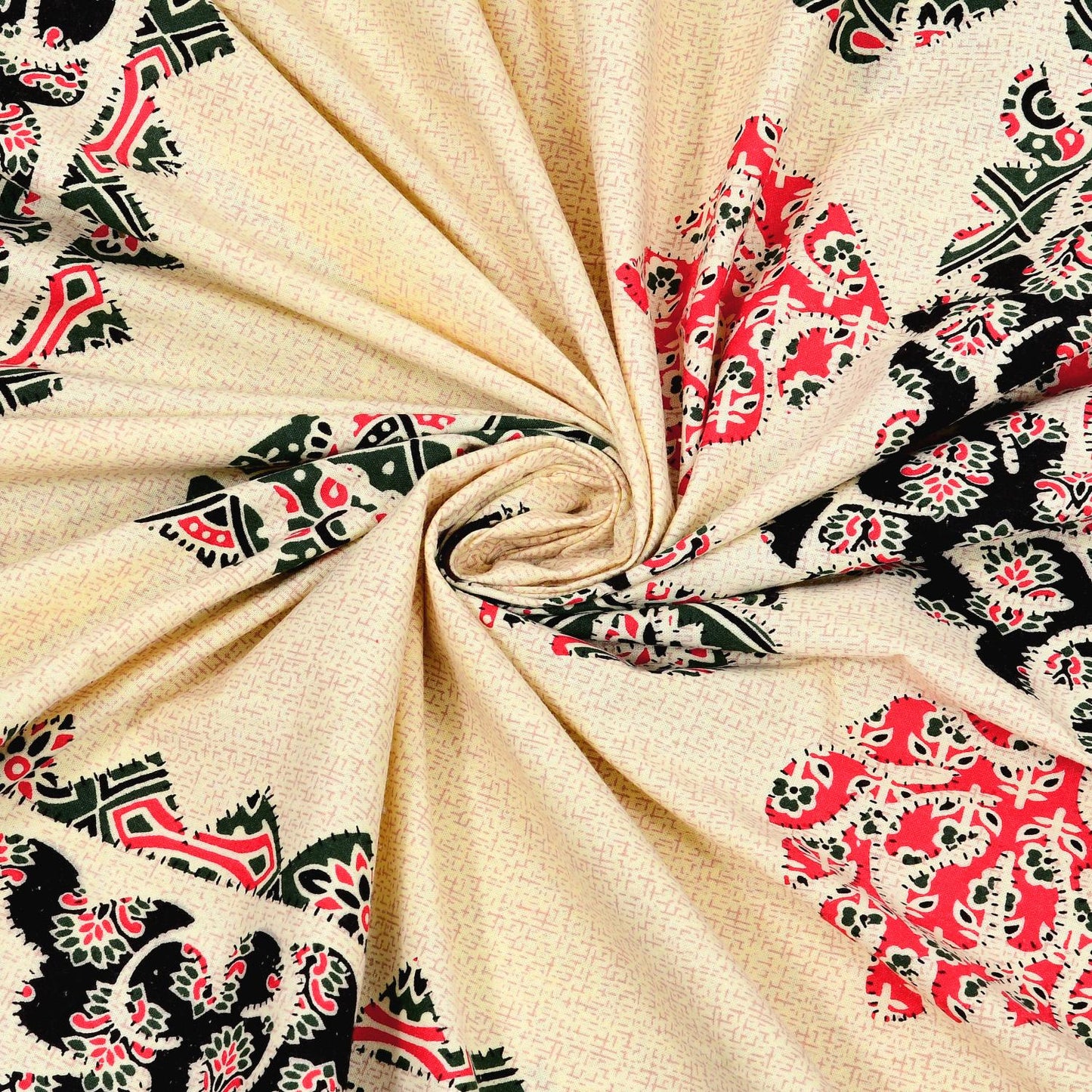 Rajasthani Cotton King Size Printed Flat Bedsheet  90*108 With 2 Zipper Pillow Cover