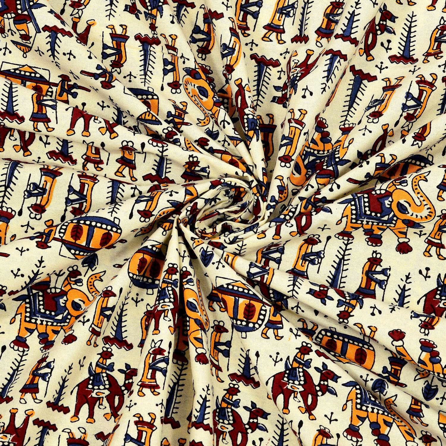 Rajasthani Cotton King Size Printed Flat Bedsheet  90*108 With 2 Zipper Pillow Cover