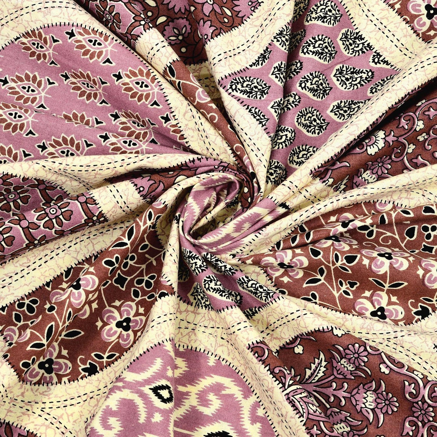 Rajasthani Cotton King Size Printed Flat Bedsheet  90*108 With 2 Zipper Pillow Cover