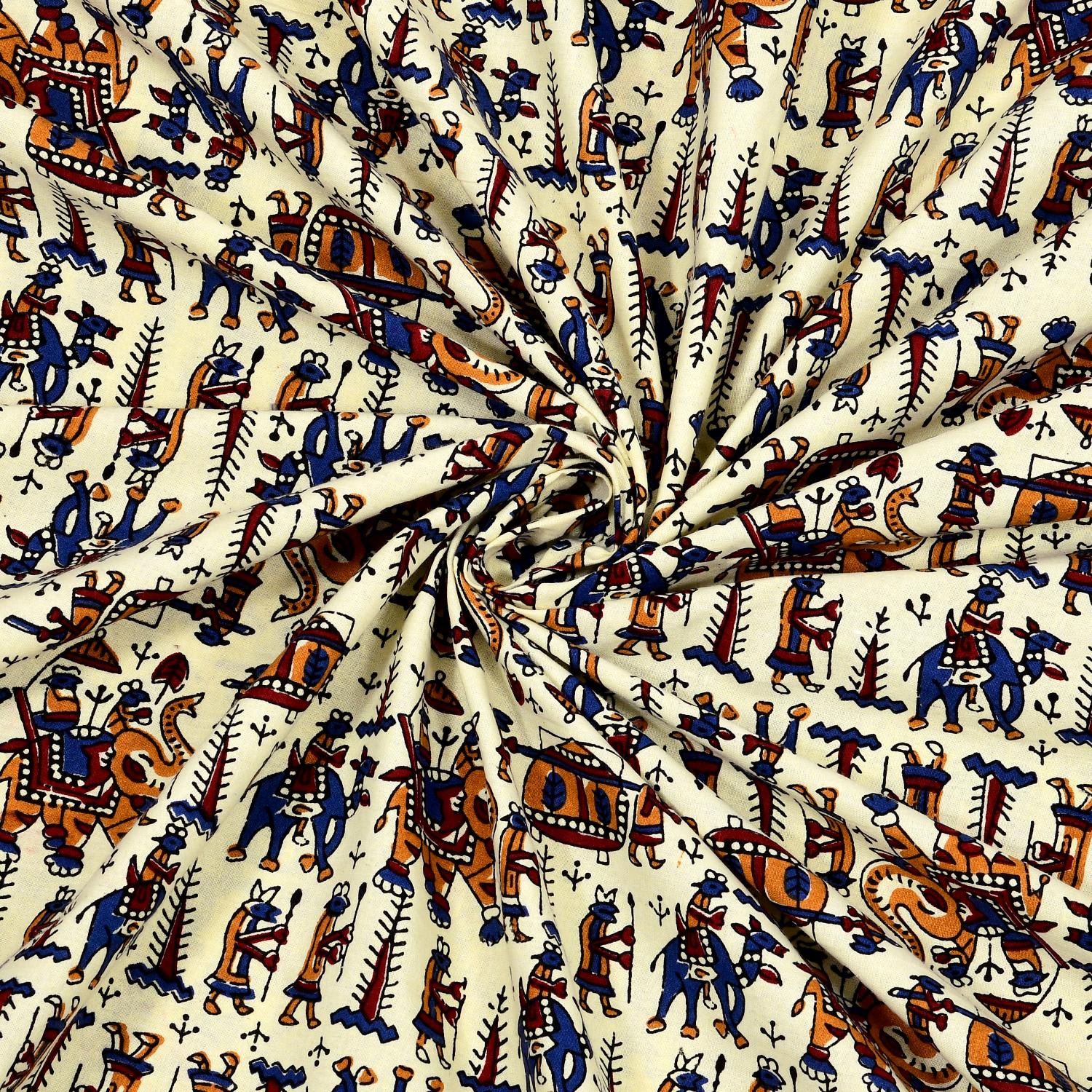 Rajasthani Cotton King Size Printed Flat Bedsheet  90*108 With 2 Zipper Pillow Cover