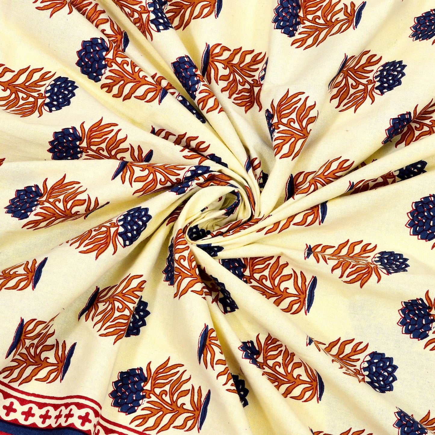 Rajasthani Cotton King Size Printed Flat Bedsheet  90*108 With 2 Zipper Pillow Cover